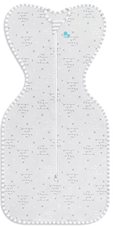 Love To Dream Pucksack Lite, Baby Erstausstattung Small (3,5-6 kg), ideal für warme Temperaturen 24-27°C, Arme hoch Position, zweiweg-Reißverschluss für einfaches Windelwechseln, Schlafsack Grau