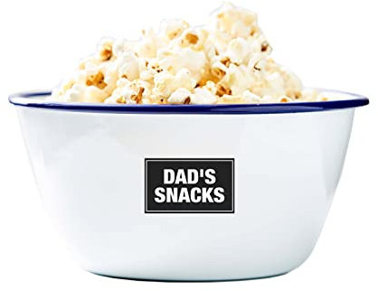 Personalised Enamel Snack Bowl/Birthday Gift For Him/Gift For Dad/Father's Day Gift (Small Bowl, Blue Rim)