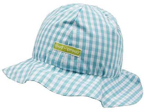 loud + proud Unisex Kinder Hoed Vichy-ruit, GOTS gecertificeerd Hut, Lagoon, 42-44 EU