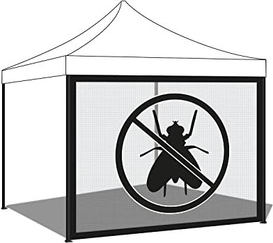Telo zanzariera per gazebo da giardino. Zanzariera con velcro vari colori. 300X200H cm (Nero)