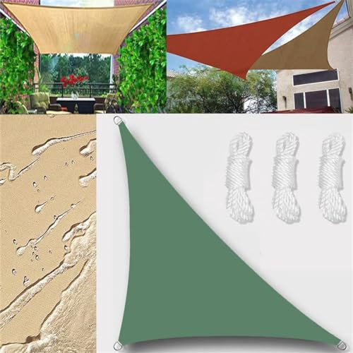 GLIN Sonnensegel Wasserdicht Dreieck rechtwinklig 2x2x2.8m Sonnensegel Balkon Sonnenschutz 95% UV Schutz Windschutz für Balkon Garten,mit Ösen und Befestigungsseile Dunkelgrün