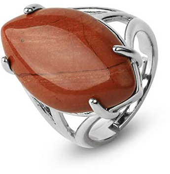 ASDFY Natürlicher Großer Roter Jaspis-Ring Kristall-Pferdeaugen-Form-Ring Verstellbarer Damen-Ring Mit Offenem Stein Reiki-Balance Knöchel-Finger-Ringe Ewigkeitsring Für Frauen, Mädchen, Männer