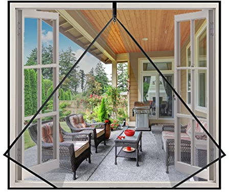 Eouyt Fliegengitter für Dachfenster 130x130cm Magnetisches Bildschirmfenster Reißverschluss-Bildschirm DIY Fliegengitter für Fenster Jalousien, Schwarz