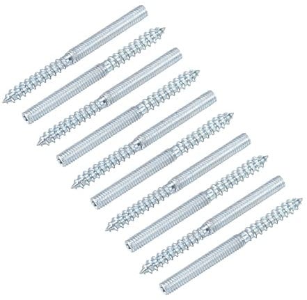 sourcing map Double Ended Screws (M6 Thread 70mm Long) 10pcs, Hanger Bolts Self-Tapping Double Sided Screws - for Home Repairs