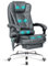 Blisswood Office Chair with Lumbar Support – 8 Point Back Massager Desk Chair with Footrest, 360° Swivel, 135° Recline and Padded Armrests for Office, Home, Work and PC Gaming - PU Leather (Grey)