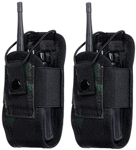 Kyrio 2 Pcs Pochette pour Talkie-walkie Holster pour Radio Support Molle pour Radio Pochette pour Talkie-walkie Holster de Radio pour Ceinture de Service Pochette pour interphone (2pcs, Camo Noir)