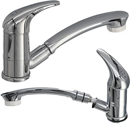 Wasserhahn Einhebelmischer Roma mit ausziehbarer Dusche + Schalter Wohnmobil Wohnwagen Caravan chrom