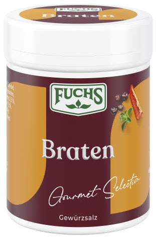 Fuchs Gewürze Gourmet Selection Klassisch/Heimisch – Braten Gewürzsalz, nachfüllbares Braten Gewürzsalz, Salz zum Würzen von Braten, Saucen und Co, Vegan, 85g