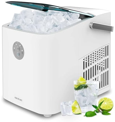 Cecotec Máquina de Hacer Hielo con Ventana, Ice Maker, Chillin' Ice 1200 Go 120W, Capacidad de Producción Diaria de 12 kg, Hielo en 6-8 minutos, 2 Tamaños de Cubitos, Control Sencillo