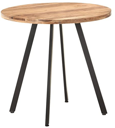 Makastle Esszimmertisch Esstisch Küchentisch Speisetisch Holz Tisch für Esszimmer Küchen, Metallgestell, 80 cm Massivholz Akazie