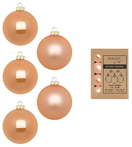 Weihnachtskugeln Glas 3cm x 24 Stück in Kartonbox Christbaumkugeln klein apricot Sweet Melon