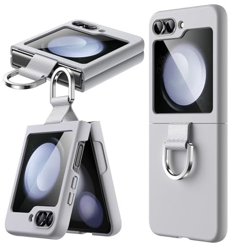 JETech Hülle für Samsung Galaxy Z Flip 5 2023 mit Ring, Hart PC Dünn Stoßfest Anti-Kratz Schutzhülle (Grau)