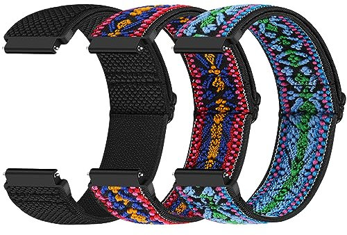 19mm Elastic Watch Strap Compatible with Willful/YAMAY/Letsfit/LETSCOM/TEMINICE/LIFEBEE/Lintelek/ ID205 ID205L ID205G ID205S ID205U/Blackview/UMIDIGI Sport Nylon Replacement Band for Women Men