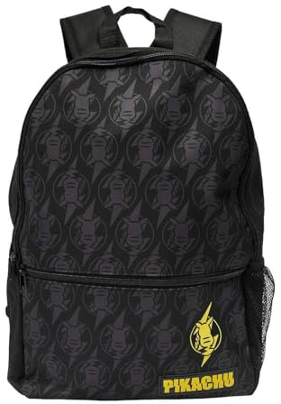 William Lamb Pokemon Pikachu Rucksack, 25 Figuren, Schwarz, Sport, Schule, Fitnessstudio, Tasche, Größe 45 cm (H) x 31 cm (B) x 11 cm (D), Schwarz, Einheitsgröße