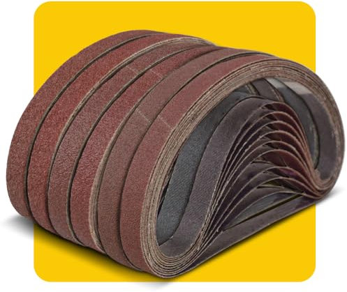 Bande Abrasive 13 x 457mm Bande de Ponceuse - Ensemble de Bandes Abrasives Mixte (10 X grains 40/60/80/120/150/240) pour Ponceuses à Bande,Idéale pour le Bois(60 pièces)