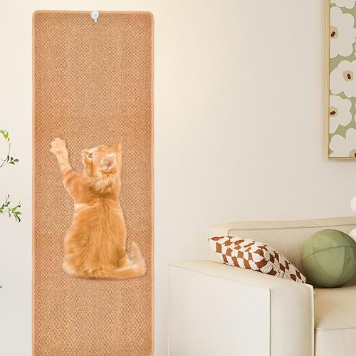 180x40cm Thickened Cat Wall Climbing Scratch Mat Extra Large Tall Kiity Scratching Mat for Wall, Wall Mounted Climbing Cat Scratcher Pad for Furniture Couch Sofa Protector