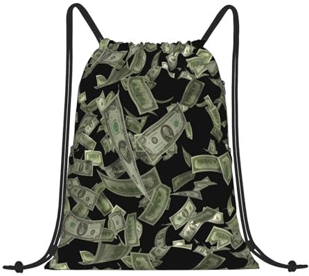 FWJZDSP Rucksack mit Kordelzug, Motiv: Dollarzeichen, Geld, wasserdicht, mit Kordelzug, Badetasche mit Kordelzug für Fitnessstudio