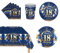 69Pcs Navy Blue Gold 18th Birthday Party Tableware, Blue 18th Birthday Tableware Set with Paper Plates,Napkins Serviette,18th Table Cloth,Paper Cups for Women Men Birthday Party Table Decorations