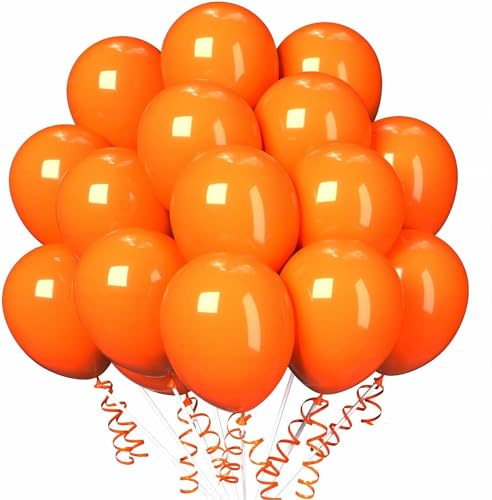 Luftballons Geburtstag [100 Stück] • 30cm Premium Ballons • für Luft und Helium • Deko Dekoration Kindergeburtstag Partydeko Party, Farbe: Orange