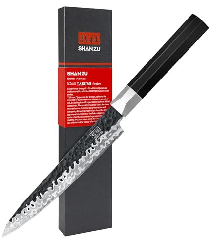 SHAN ZU Japanisches Kochmesser 15cm Allzweckmesser 7 Schichten 9Cr18MoV-Küchenmesser Profi Messer Superscharfes Chefmesser mit G10-Fiberglasgriff