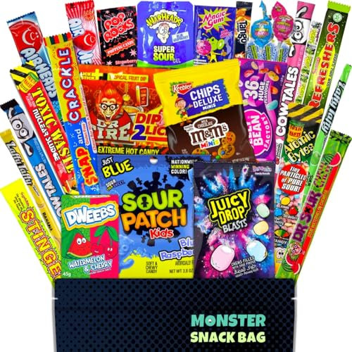 30 Amerikanische Trend-Süßigkeiten aus den USA in einer Box auch als Geschenk z.B. fürs Zeugnis - TikTok Süssigkeiten XXL Mix mit American Candy