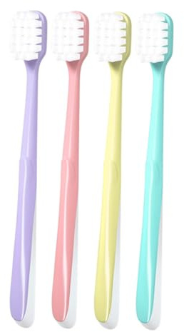 COLLBATH 4stücke Erwachsene Zahnbürsten Mit Sanften Borsten Ergonomisches Design Für Gründliche Mundpflege Und Zungenreinigung Für Empfindliche Zähne Und Zahnprothesen Farben Blau