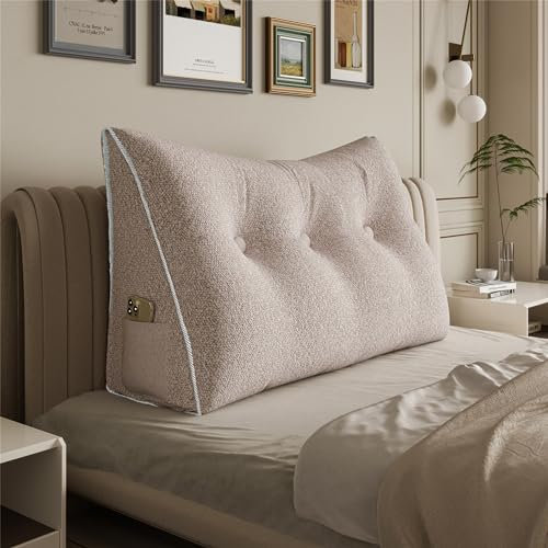 Rucener Grande cuscino triangolare per la schiena, cuscino per divano, testiera alta, schienale alto, perfetto come cuscino per guardare la TV e la lettura, disponibile in molte dimensioni, rosa