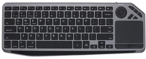 JOMAA Teclado inalámbrico de conexión de modo dual retroiluminado de 7 colores de 2.4 G con panel táctil para Smart TV, tablet, teclado recargable multimedia, portátil