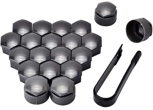 HXCVKXHI 20 Pieces Car Wheel Nut Bolt Caps Covers for Audi A6 Avant C8 2018-2024, Car Wheel Auto Hub Screw Protection Anti‑Theft Cover Cap with Removal Tool Set, C/Grey-A/17mm