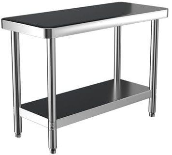 Tavolo da lavoro da cucina in acciaio inox,Catering Tavolo Acciaio Inox Professionale Piano Di Lavoro,Tavolo da lavoro in acciaio inox con piedini regolabili,ideale per ristoranti(120X80cm/47.2X31.4in