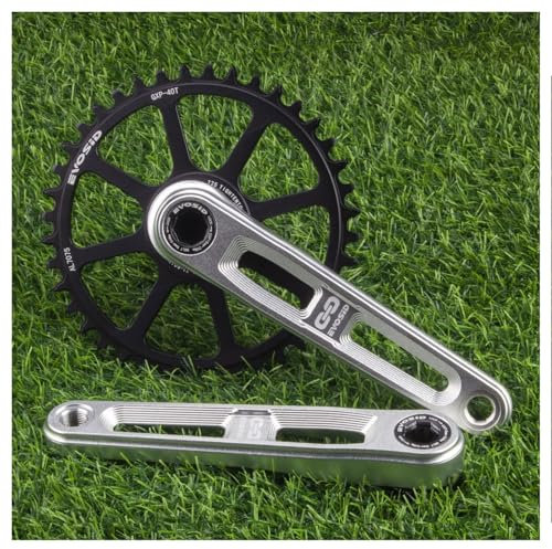 HZXQCVB 165/170/175mm Kurbelsatz Für Rennrad Hohle Integrierte Kurbelgarnitur 40T/42T/44T/46T/48T/50T GXP Einzel-Kettenblatt Für 8/9/10/11/12 Gänge(165mm Silver,46T)