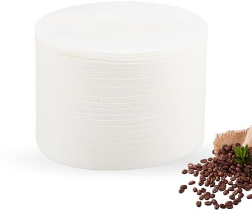 Hominas 350 Stück Kaffee Filterpapier Ersatzfilter, Espresso Papierfilter Rund Kaffeefilterpapier Siebe für Kaffeebereiter und Kaffeemühle, Weiß, 7 × 7 × 4 Cm