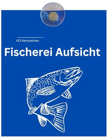 Fischerei Aufsicht Saugnapf-Schild – Olanmarp kompaktes Hinweisschild zur temporären Kennzeichnung von Fischereiaufsichtsfahrzeugen | 10 x 12 cm | Made in EU