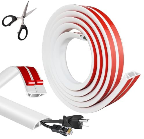 URHRHU Canalina Passacavi Pavimento 1.5 M Canalina per Cavi Elettrici, PVC Passacavi Muro Adesivi Protezioni per Cavi a Pavimento, Copricavo Flessibile Bianco per Nascondere 1 Filo, W 40 x H 10 MM