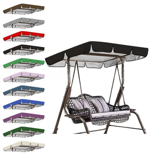 Hollywoodschaukel dachbezug, Wetterbeständig Sonnendach für Gartenschaukel Ersatz, Dauerhaft, Wasserdichtes Dach für Gartenschaukel, UV-Schutz (195 * 125 * 15 cm,4)