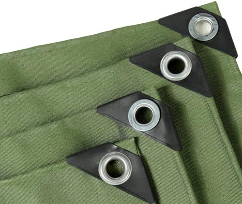 Lona de lona de 5 x 6 m, resistente lona verde con ojales para refuerzo de techo y camping al aire libre