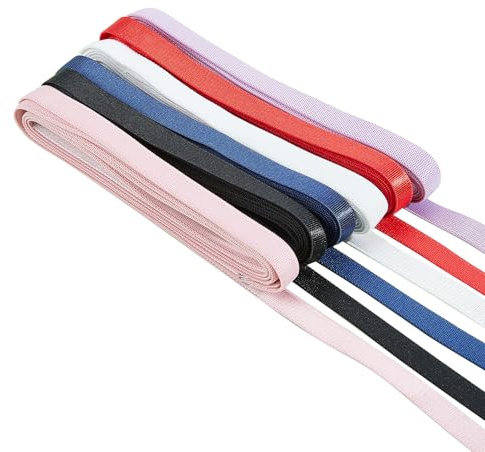letsinstyle 6 Stück 2 Yards Spandex Schulterbänder BH Träger Glänzende Nylon Elastikbänder Aus Satin Flaches Mehrfarbiges Stretch Gurtband Aus Polyester Zum Nähen von BH Trägern