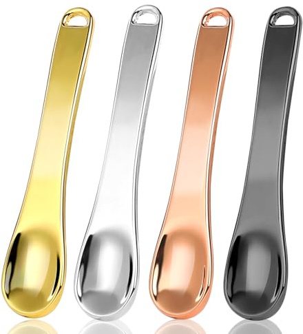 4 Stück Spatel Kosmetik, Kosmetik Spatel Mini Makeup Löffel für Creme & Lotion, Hautpflege Werkzeug, Präzisionsmischer für Gesichtscreme & Seren