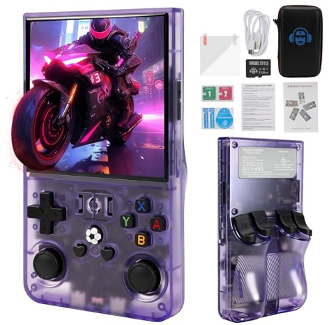 R36MAX Retro Spielkonsole, Handheld Spielekonsole mit 4,0 in IPS HD Scree 128GB vorinstallierte mehr als 20.000 Retro-Spiele Open Source Linux System 4000mah wiederaufladbare (Purpur‌)