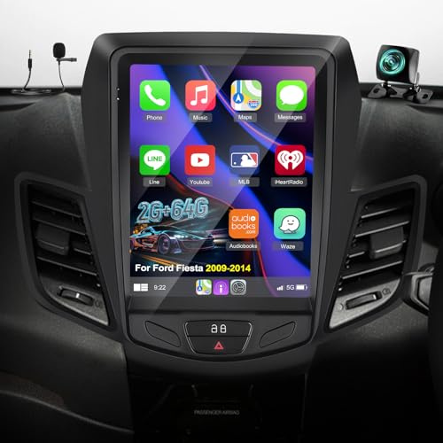 [2G+64G] Radio for Ford Fiesta 2009-2014 Android CarPlay Fiesta Car Stereo, Wireless Car Play/Android Auto/EQ Audio/Bluetooth/SWC/9.7 inch Screen