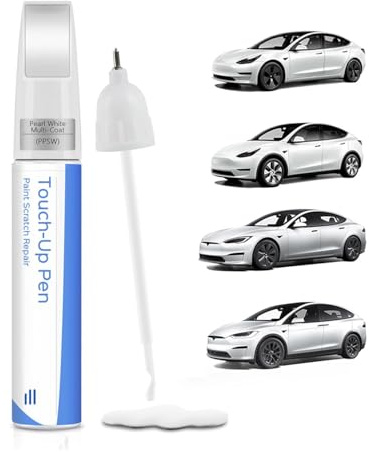 PARTS4EV Pearl White Multi-Coat (PPSW) 2-in-1 Pen & Brush for Tesla - Precision Colour Match Touch Up Paint for Scratch & Chip Repair, Fast-Drying & Water-Resistant
