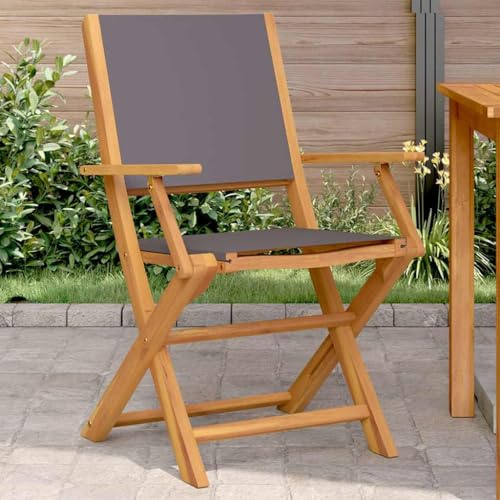 Teenpull Gartenstühle 2er Set Anthrazit Massivholz Akazie, klappbar, 110 kg Tragkraft, für Garten Terrasse Balkon Outdoor