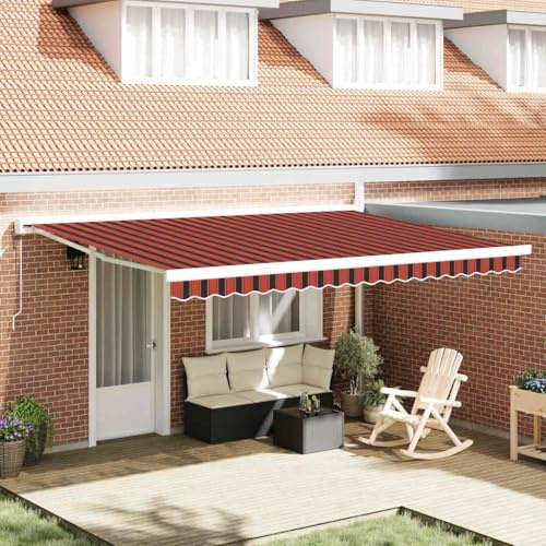 Ausziehbares Dach Balkonmarkise Gelenkarmmarkise,Einziehbare Markise Orange und Braun 450 x 300 cm Stoff, Metall,Für Balkon Terrasse, Vielseitig Einsetzbar