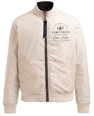 Camp David Herren Wende-Blouson mit Logo Prints Light Sand/Blue Navy, L