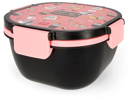 Legami - Contenitore Porta Pranzo, Lunch Box, Sushi Cat, 1 Forchetta, 1 Vassoio a scomparti, 1 Porta Condimenti Removibile Inclusi, Capacità 1700 ml, 19 x 10.7 x 19 cm