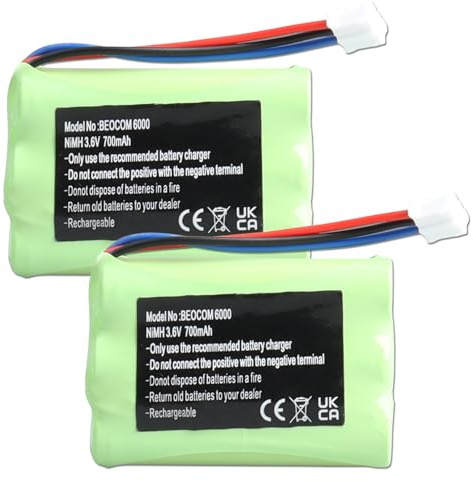 MXJFYY 2PCS 3,6V 700mAh 3HR-AAAU wiederaufladbarer Akku Ersatz für Bang & Olufsen BEOCOM 1, BeoCom 6000, M6000, M6000 MKII Panasonic KX-T3730, Festnetz-Handy B&O NI-MH AAA-Akku