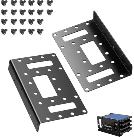2 Stück SSD/HDD-Montagehalterung, 2,5 Zoll bis 3,5 Zoll SSD-Metall-Montagehalterung Einbaurahmen Halterung Interne Montage für Gaming Video Datenspeicher PC-Speicher Erweiterungsschacht