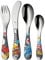 WMF 1286016040 Disney Cars 2, Cubertería para niños, 4 piezas (Tenedor, Cuchillo de mesa, Cuchara y cuchara pequeña)