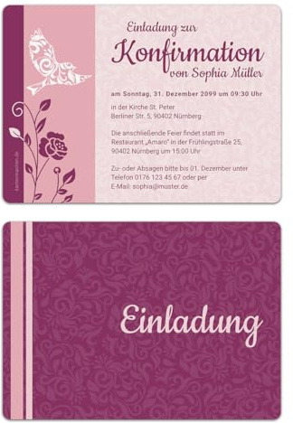 Kartenmachen.de Personalisierte Konfirmation Einladungskarten (10-100 Stück) - Friedenstaube - Konfirmationskarten Einladungen