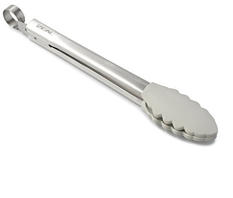 Zeal Silicone Non-Stick Kitchen Tongs with Stainless Steel Handle (26cm) -French Grey, 26 cm